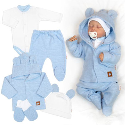Pletená sada oblečenia pre bábätko Star 5dielna modrá Baby Nellys