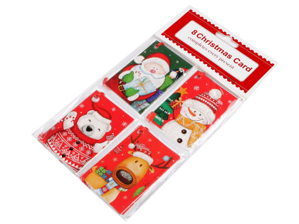 Vianočná papierová visačka/menovka na darčeky roztváracie 8 ks