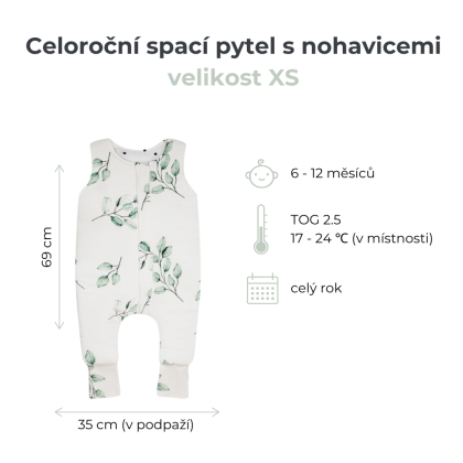 Celoročný spací vak s nohavicami Čierne bodky Sleepee