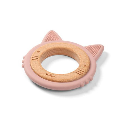 Silikónové drevené hryzátko BabyOno Kitten