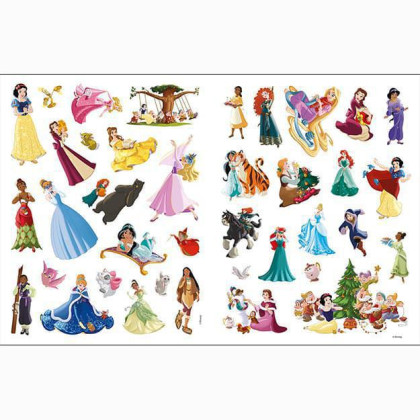 Vianočné omaľovánky so samolepkami Disney Princezné