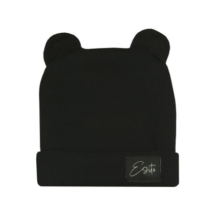 Zimná rebrovaná čiapka s uškami Color Black Esito