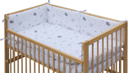 Detská postieľka prírodná s kompletnou výbavou 120 x 60 cm Krena Scarlett
