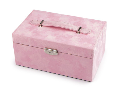 Šperkovnica 2 v 1 uzamykateľná ružová semiš