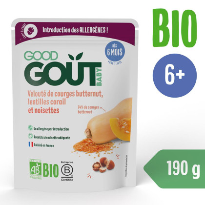 Good Gout BIO Tekvicová polievka s červenou šošovkou a lieskovými orieškami (190 g)