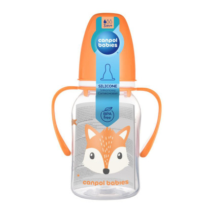 Fľaša úzkohrdlá s úchytmi Cute Animals 120 ml Canpol babies