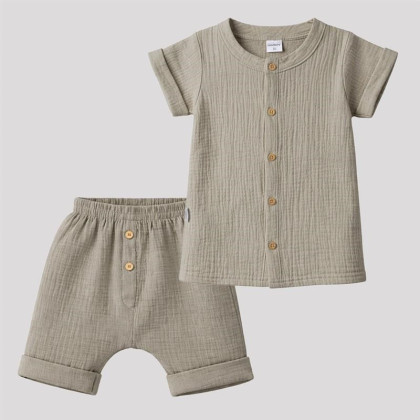 Dojčenská mušelínová košeľa s kraťasmi linen New Baby