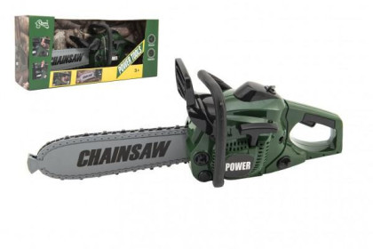 Motorová píla reťazové náradie plast 40cm na batérie so zvukom v krabici