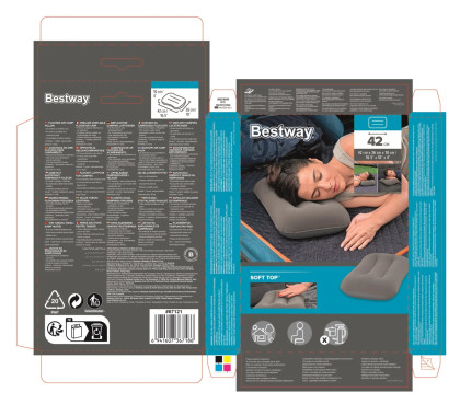 Semišový nafukovací vankúš 42 x 26 cm Bestway