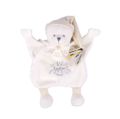 Darčeková sada Plyšový muchláčik medvedík s čiapočkou béžový 25 cm Doudou