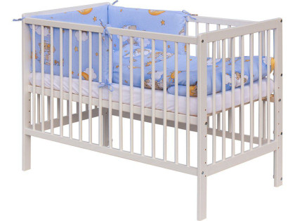 Detská postieľka s kompletnou výbavou 120 x 60 cm, mráčik modrá Scarlett