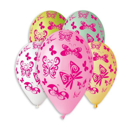 Balónik/Balonky nafukovací motýľ 12'' priemer 30 cm 5 ks