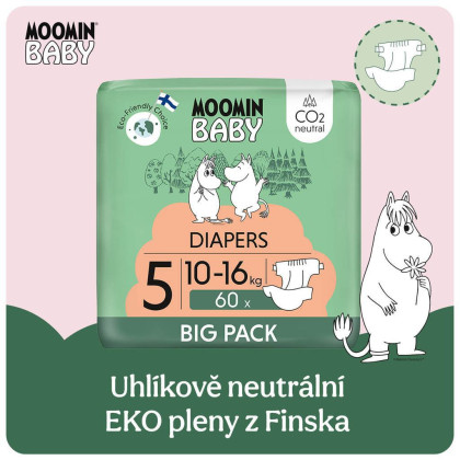 Moomin Baby 5 Maxi 10-16 kg (60 ks), eko plienky