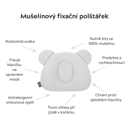 Mušelínový fixačný vankúš Sleepee Nature krémový
