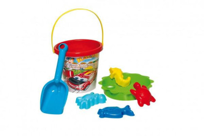 Súprava na piesok 7 ks plast vedro, sitko, lopatka, 4 formičky 18 m+