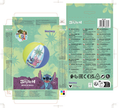 Lopta plážová nafukovacia Stitch 51 cm Bestway