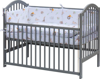 Detská postieľka s kompletnou výbavou 120 x 60 cm šedá Gona Scarlett