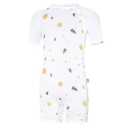 Overal tenký krátky Tlač Outlast® UPF 50+ biela čmeliaci Little Angel