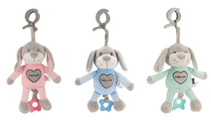 Edukačná hrajúca plyšová hračka s klipom pes Baby Mix