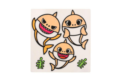 Okenné samolepky a omaľovánky Baby Shark s farbami