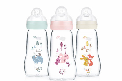 Detská antikoliková sklenená fľaša Feel Good 260 ml MAM