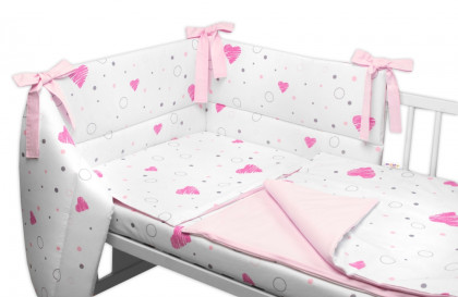 Mantinel s obliečkami 3dielna bavlnená sada I love Girl ružová Baby Nellys