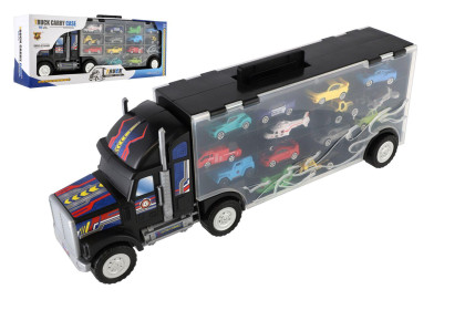 Auto kamión prepravník + dopravné prostriedky 14 ks na voľný chod