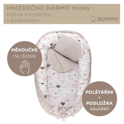 Hniezdočko Harmo s vankúšikom minky Bomimi