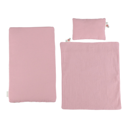 Postieľka pre bábiky drevená s perinkou Pink Little Dutch