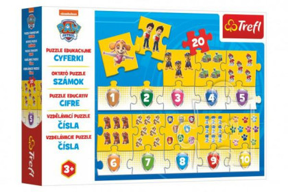 Vzdelávacie puzzle Čísla Tlapková patrola 20 dielikov