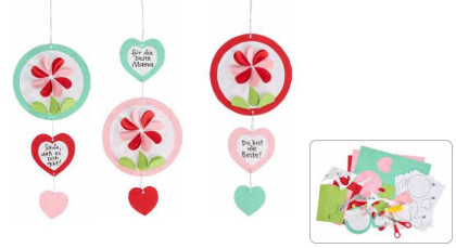 Kreatívna sada Závesné dekorácie Srdiečka a kvety Craft Kit Haba