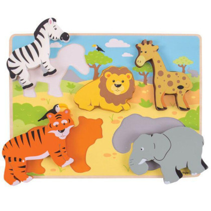 Bigjigs Toys Hrubé vkladacie puzzle safari