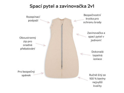 Celoročný spací vak a zavinovačka 2v1 Sleepee