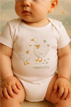 Detské body s potlačou New Baby Husičky krátky rukáv