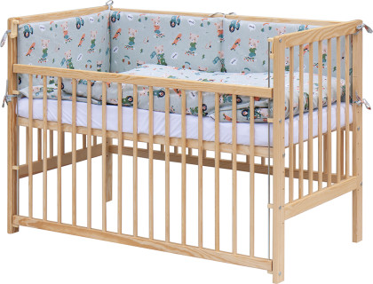 Detská postieľka s kompletnou výbavou Scarlett 120 x 60 cm Peko tyrkysová