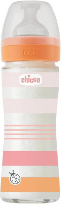 Fľaša dojčenská sklo Well-being silikón 240 ml Chicco