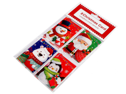 Vianočná papierová visačka/menovka na darčeky roztváracie 8 ks