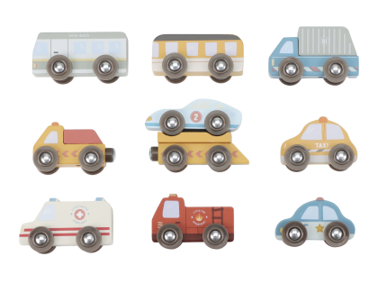 Súprava drevených autíčok Little Dutch