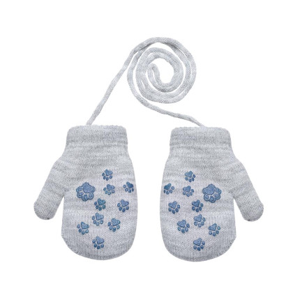 Zimné palcové zapletené rukavičky so šnúrkou labky 9 - 12 mesiacov