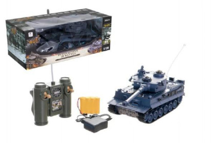 Tank RC plast 33cm TIGER I 27MHz na batérie + dobíjací pack so zvukom a svetlom