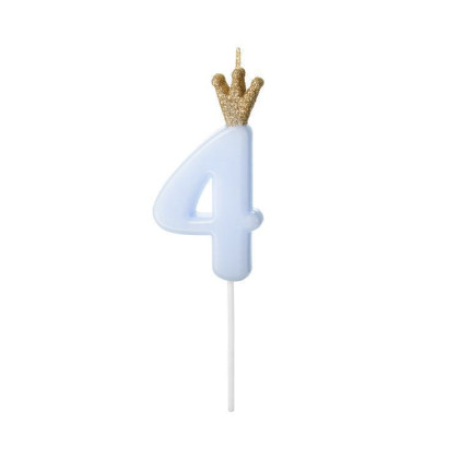 Sviečka tortová modrá s korunkou číslo