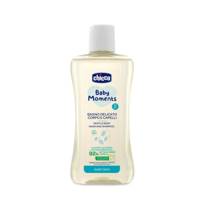 Šampón jemný na vlasy a telo Baby Moments 200 ml Chicco