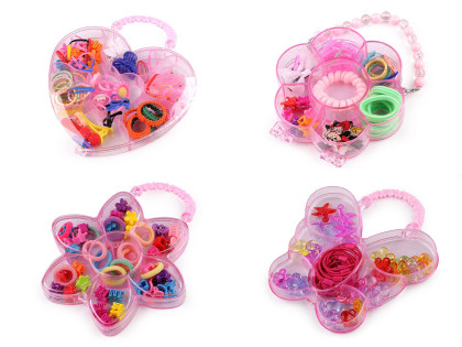 Súprava vlasových ozdôb a gumičiek v boxe