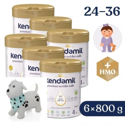 Kendamil 6x Premium 4 HMO+ (800 g) + DARČEK Hopsadlo Skippy