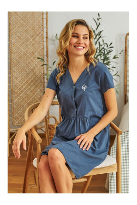 Tehotenská a dojčiaca nočná košeľa Lucky Deep Blue Doctor Nap