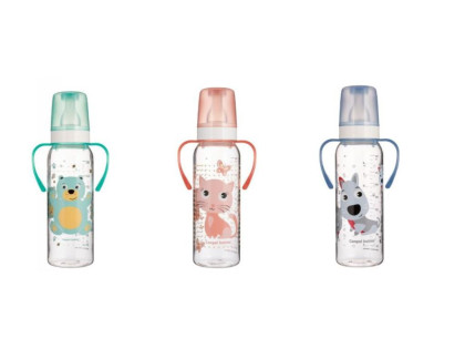 Fľaša s potlačou CUTE ANIMALS 250 ml a úchyty