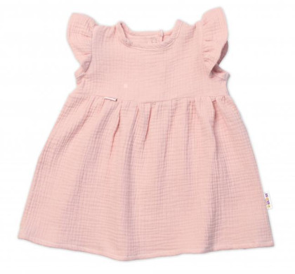 Detské letné mušelínové šatôčky krátky rukáv Sweet Summer Púdrová Baby Nellys