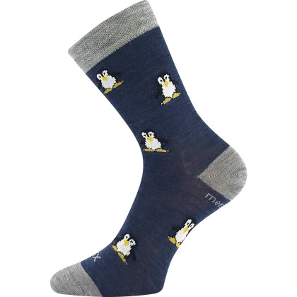 Ponožky detské slabé z merino Penguinik s iónmi striebra jeans VoXX