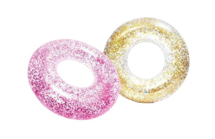 Kruh plávací flitrový ružová