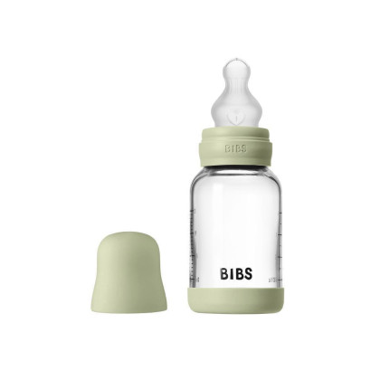 Sklenená fľaša proti kolike so silikónovým cumlíkom 120 ml BIBS